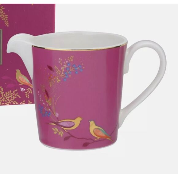 Sara Miller London Chelsea Porcelain Dark Grey Lidded Sugar Bowl & Pink Creamer - Picture 3 of 14